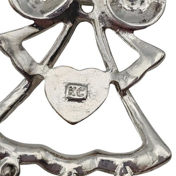 VTG Brooch Silver/Gold Toned Angel Love Faith Joy Dangle Charm Christian Faith - Picture 4 of 16